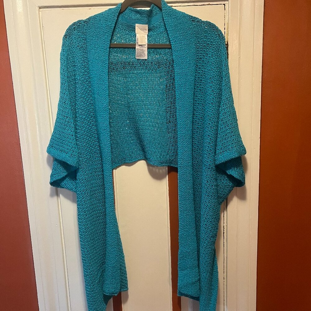 Chico’s Crochet Summer Wrap – Beautiful Teal – Lightweight & Stylish!